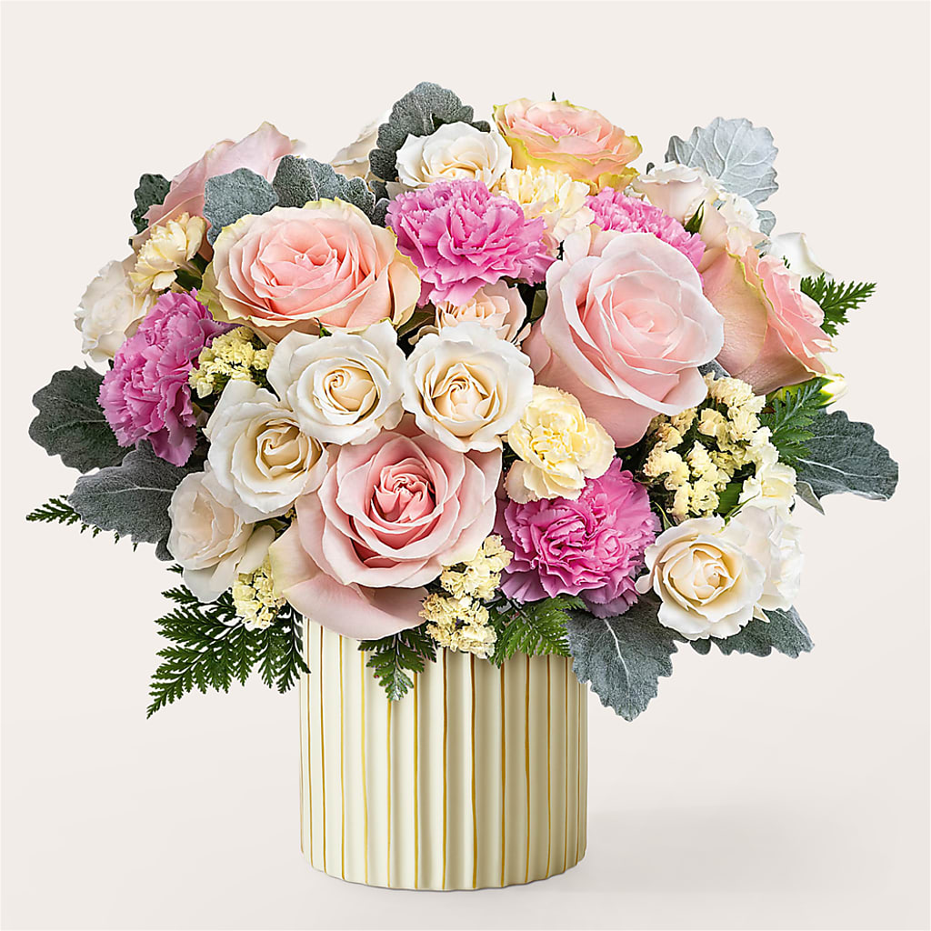 Blissful Moments Bouquet with Ivory Vase – Secret Garden Atx, Hutto TX