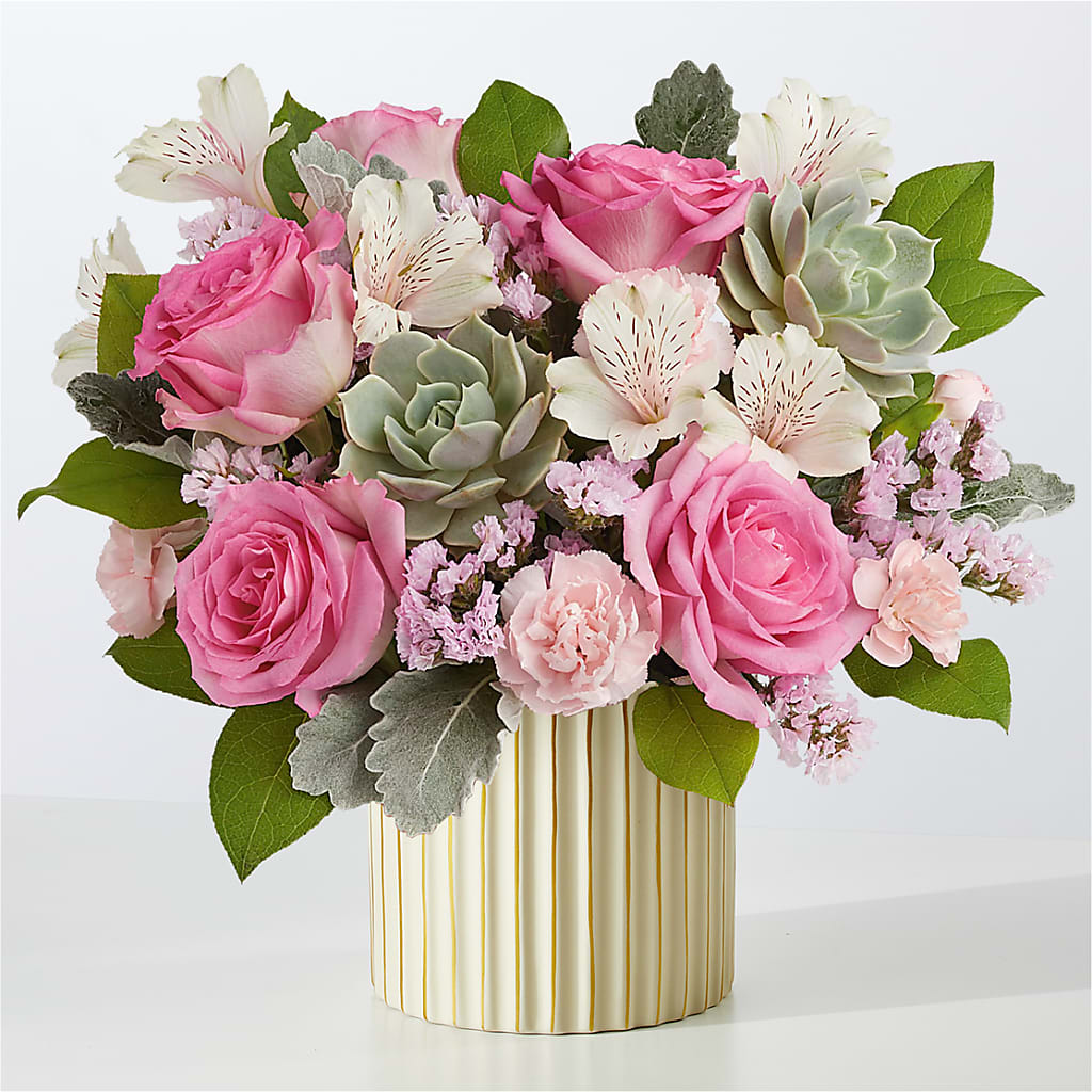 Dusty Rose Bouquet with Ivory Vase – Secret Garden Atx, Hutto TX