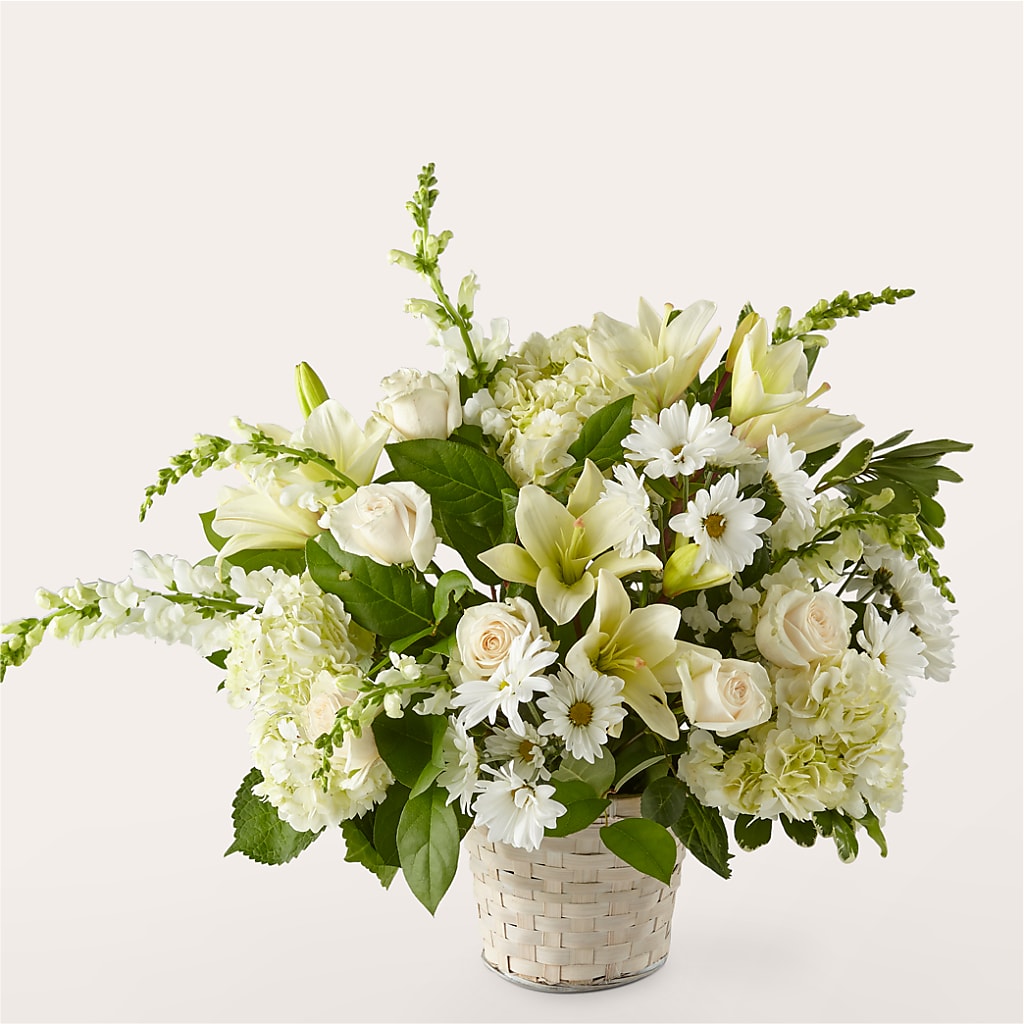 Ivory Elegance Floral Basket – Secret Garden Atx, Hutto TX