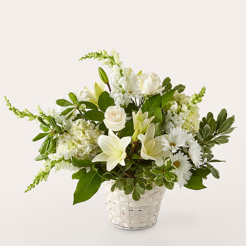 Ivory Elegance Floral Basket – Secret Garden Atx, Hutto TX