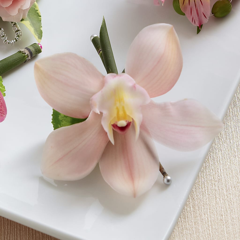 Pink Cymbidium Boutonniere – Secret Garden Atx, Hutto TX