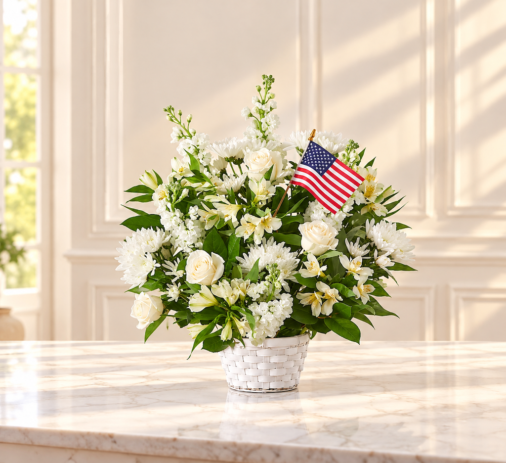 Forever Grateful Patriotic Floral Basket