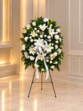 White Lily & Rose Sympathy Easel Spray
