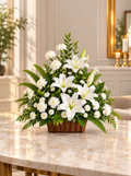 White Lily & Carnation Sympathy Basket