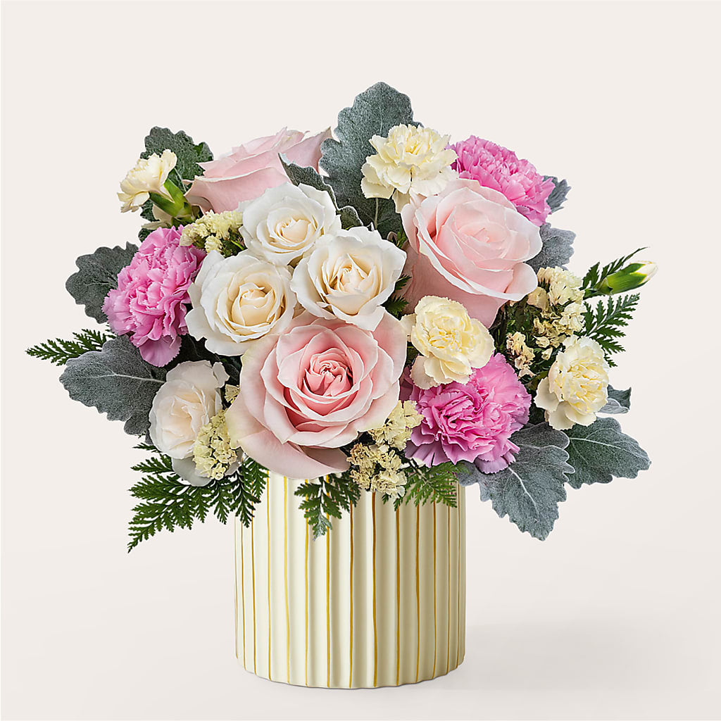 Blissful Moments Bouquet with Ivory Vase –  Secret Garden Atx, Hutto TX