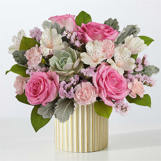 Dusty Rose Bouquet with Ivory Vase –  Secret Garden Atx, Hutto TX