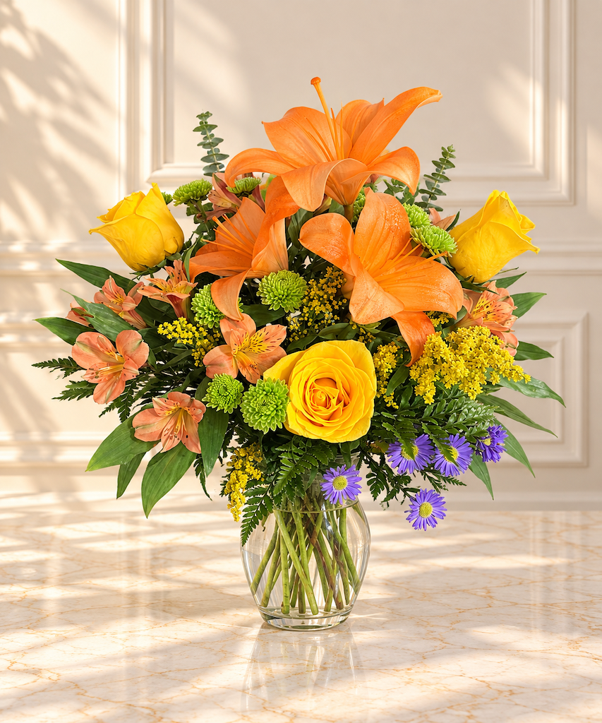 Golden Sunset Lily Arrangement
