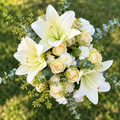 Ivory Lily & White Rose Hand-Tied Bouquet