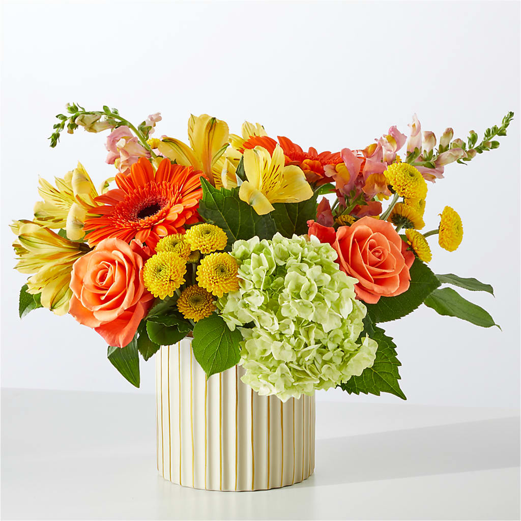 Autumn Sunshine Bouquet with Ivory Vase –  Secret Garden Atx, Hutto TX