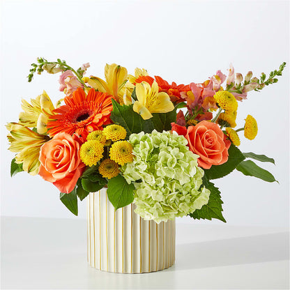 Autumn Sunshine Bouquet with Ivory Vase –  Secret Garden Atx, Hutto TX