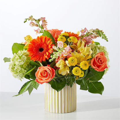 Autumn Sunshine Bouquet with Ivory Vase –  Secret Garden Atx, Hutto TX