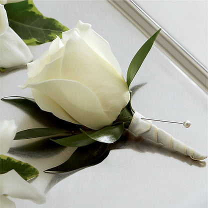 White Rose Boutonniere –  Secret Garden Atx, Hutto TX